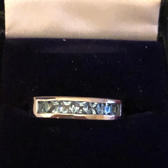 NWOT Sterling Silver Channel Set Swiss Blue Topaz Band Ring - Picture 4 of 6